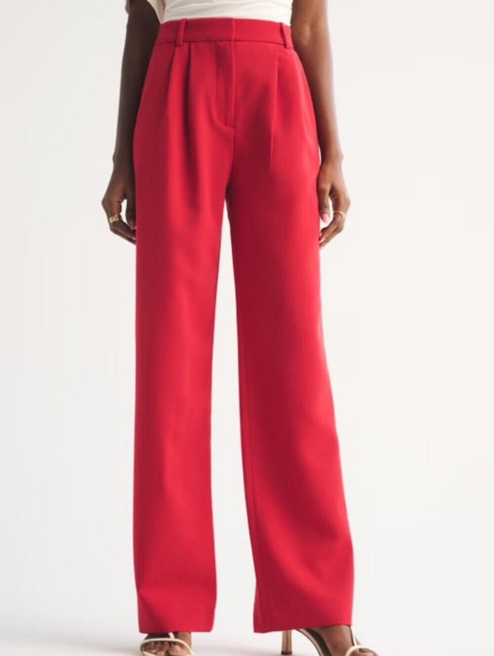 Abercrombie & Fitch Bright Red Wide-Leg Trousers Size 25